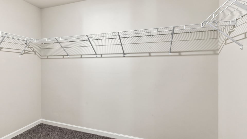Closet with hanging storage racks.
