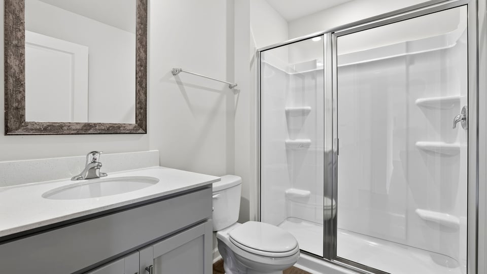 Bathroom with vanity sink.