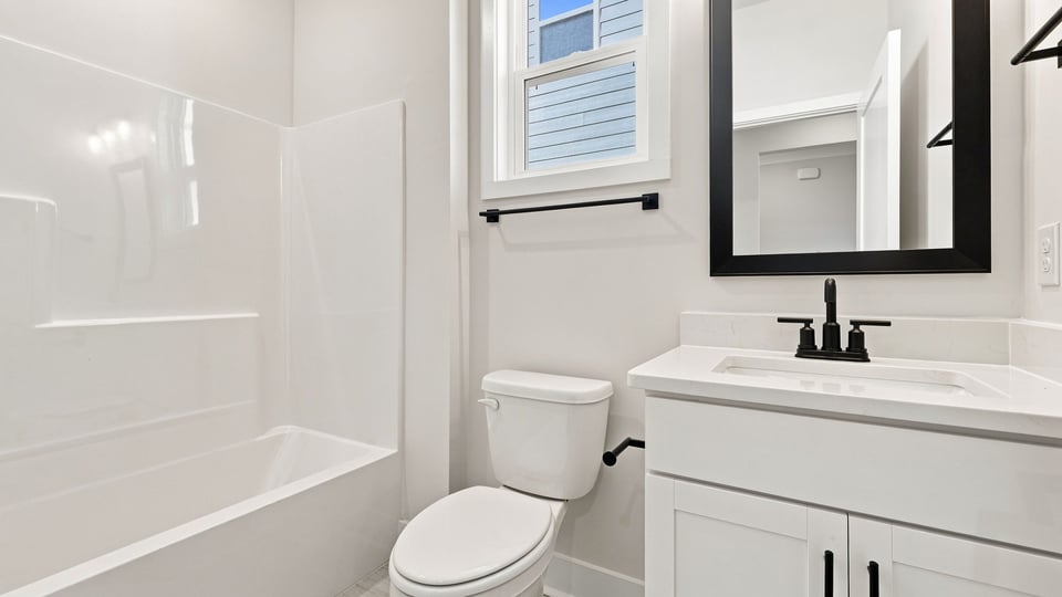 Bathroom with vanity sink.