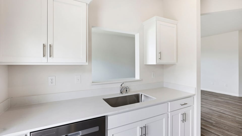 Kitchen with stainless steel appliances.
