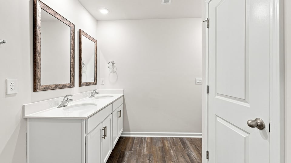 Primary bathroom with double vanity sink