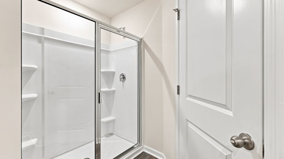 Primary bathroom with double vanity sink