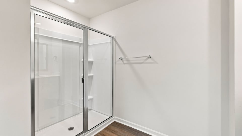 Bathroom with double vanity sink.