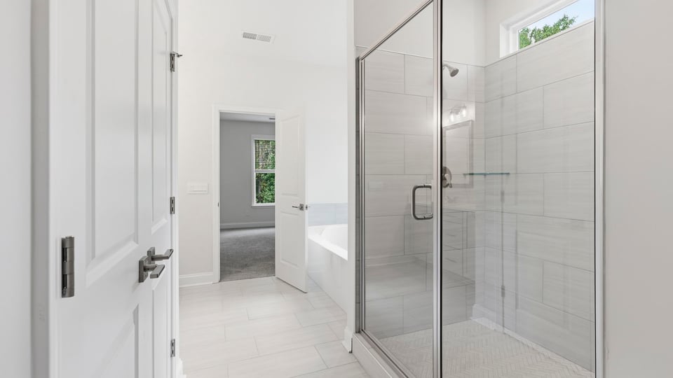 Bathroom with double vanity sink.