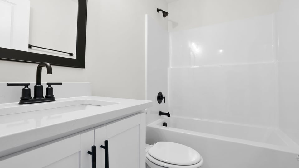 Bathroom with vanity sink.