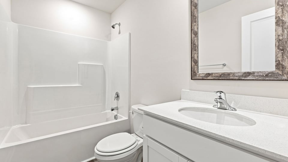 Bathroom with vanity sink.