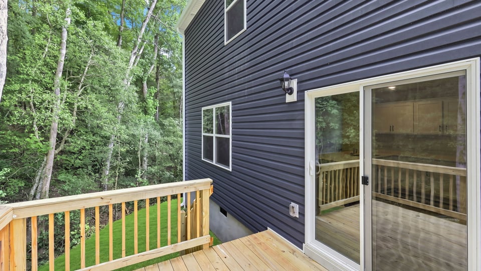 Back exterior with deck.