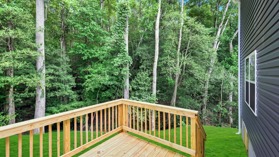 Back exterior with deck.