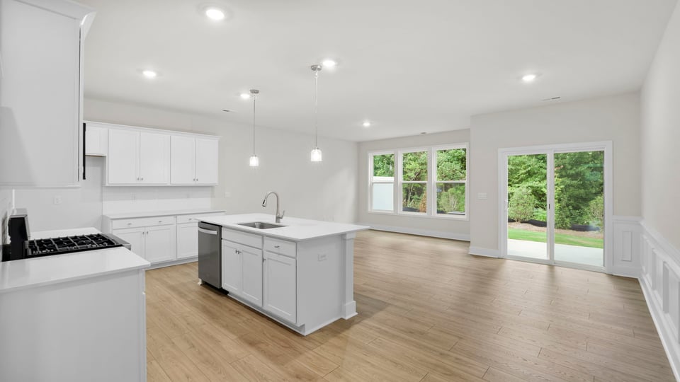 Kitchen and island.