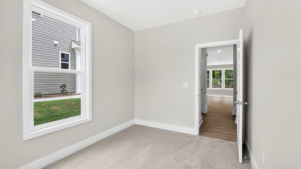 Office space with large windows.