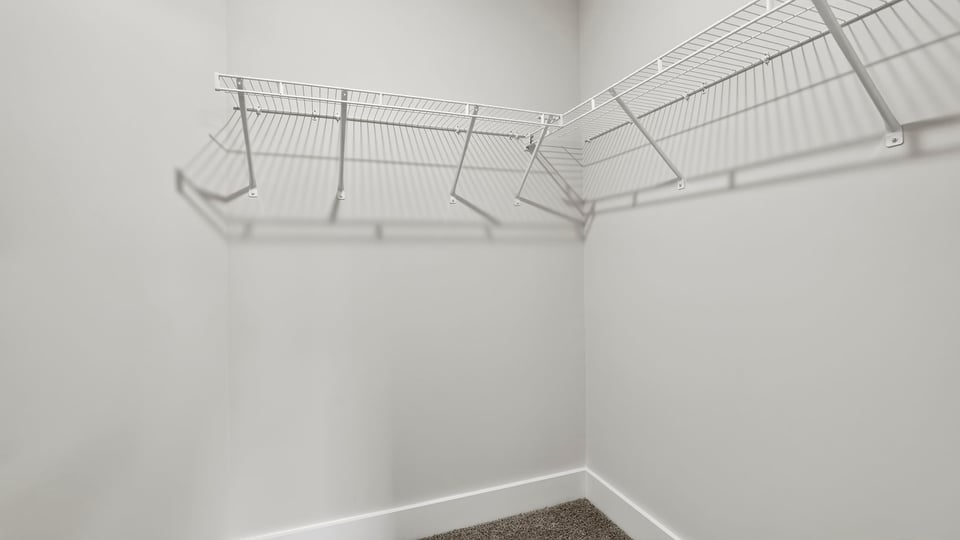 Closet with hanging storage racks.