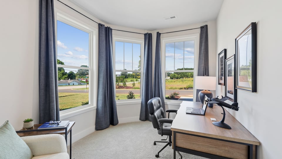 Flex room with large windows.