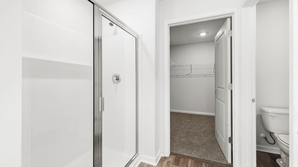 Bathroom with double vanity sink.