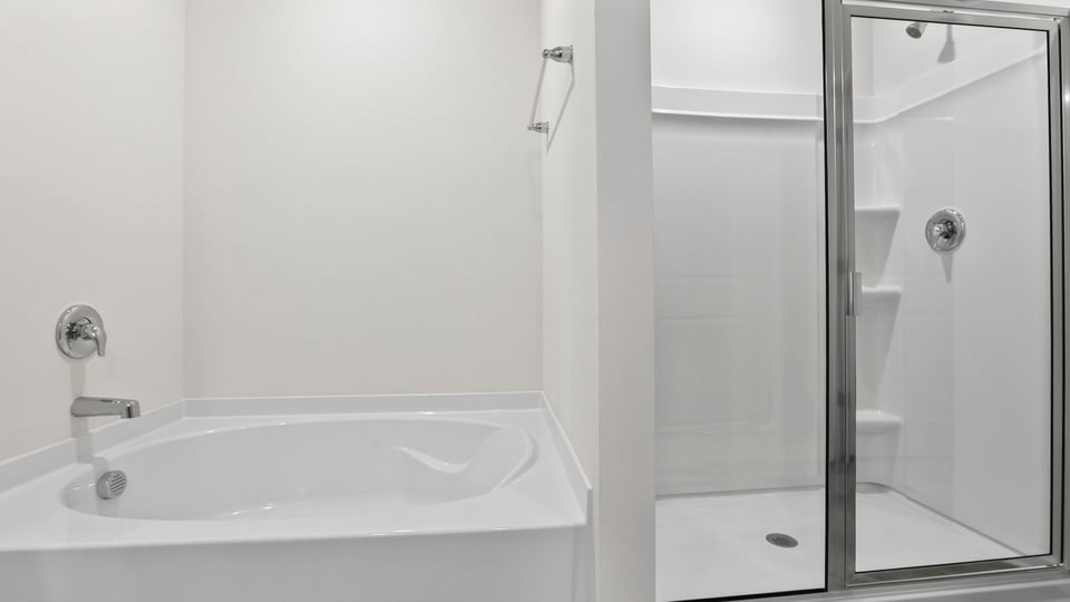 Bathroom with walk in shower and tub.