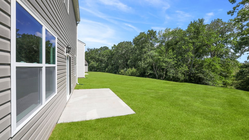 Large backyard of home.