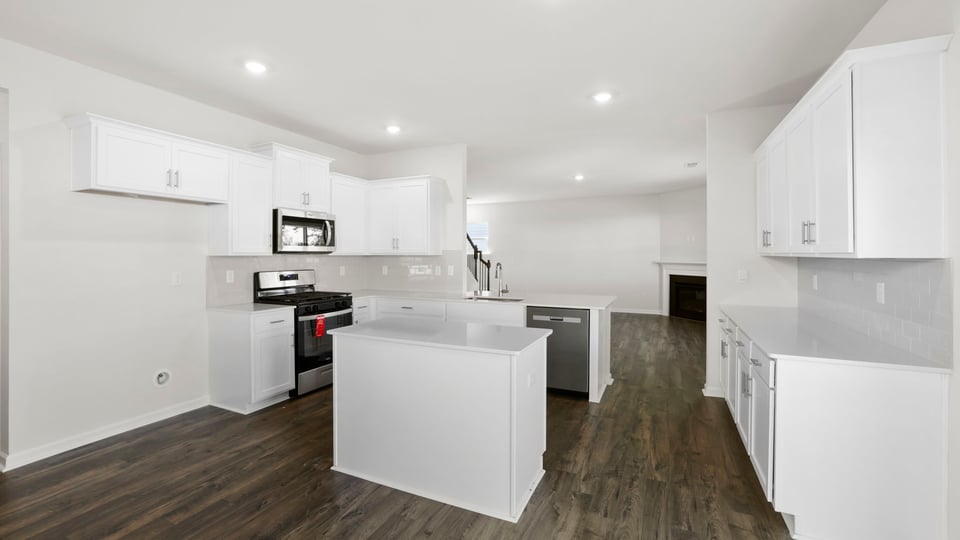 Kitchen with windows.