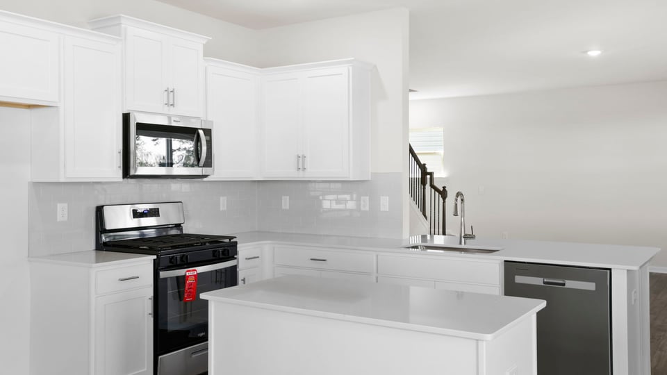 Kitchen with windows.