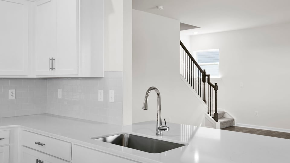Kitchen with windows.