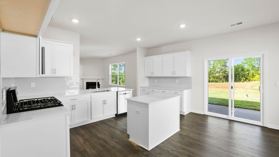 Kitchen with windows.