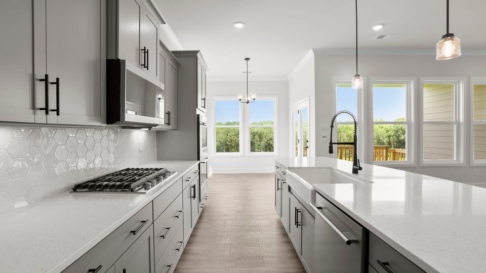 Kitchen with stainless steel appliances.