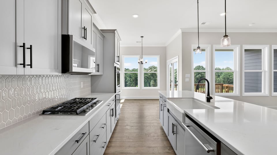 Kitchen with stainless steel appliances.