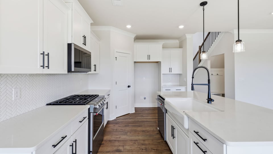 Kitchen with stainless steel appliances.