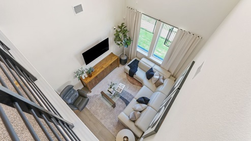 overlook of the living room from the loft