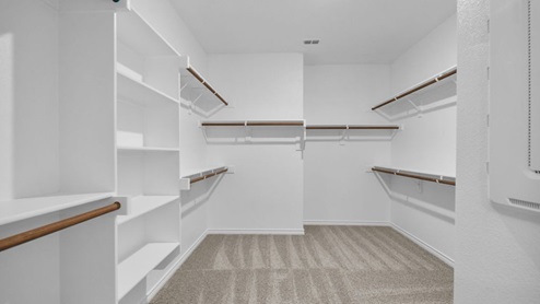 Interior primary bathroom with shower, bath tub and walk-in closet