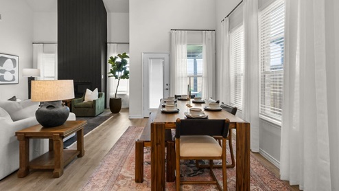 Interior dining area open to living area