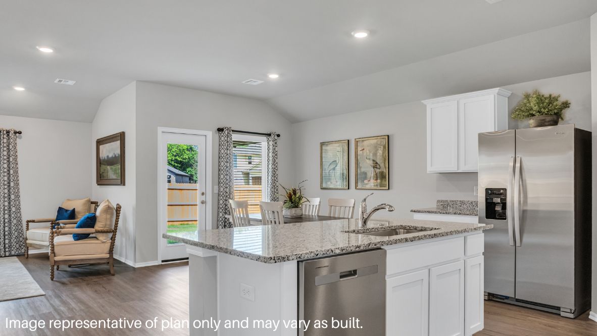 Welcome to the Brook Chase community in Broken Arrow, Oklahoma, where modern living meets small-town charm. Introducing our newest addition to this friendly neighborhood: The Cali floor plan, a buyer favorite nationwide.  Step inside Brook Chase and be greeted by the communities stunning brick and rock exterior elevations, a testament to its timeless appeal. Inside the Cali, you'll find 1788 square feet of thoughtfully designed space. A 4-bedroom, 2-bathroom home is perfect for families of all sizes.  The heart of the home is the spacious kitchen, featuring painted cabinetry, granite countertops, and luxury vinyl wood flooring. This area seamlessly flows into the combination living and dining area, making it ideal for entertaining guests or enjoying family meals.  Retreat to the primary bedroom, where relaxation awaits. Here, you'll find an attached bathroom complete with a walk-in closet, double vanity, and a separate toilet for added privacy. Say goodbye to sharing sinks - the Cali ensures ample space for everyone's morning routine.  Not only does the Cali offer functional living space, but it also boasts stylish finishes throughout. From the timeless marble tile surround in the primary and secondary bathrooms to the cozy carpeted floors in the bedrooms, every detail has been carefully considered to create a comfortable and inviting atmosphere.  Don't miss your chance to be a part of this vibrant community and own your dream home in Brook Chase. Contact us today to schedule a tour and experience the Cali floor plan for yourself. Your new home awaits!