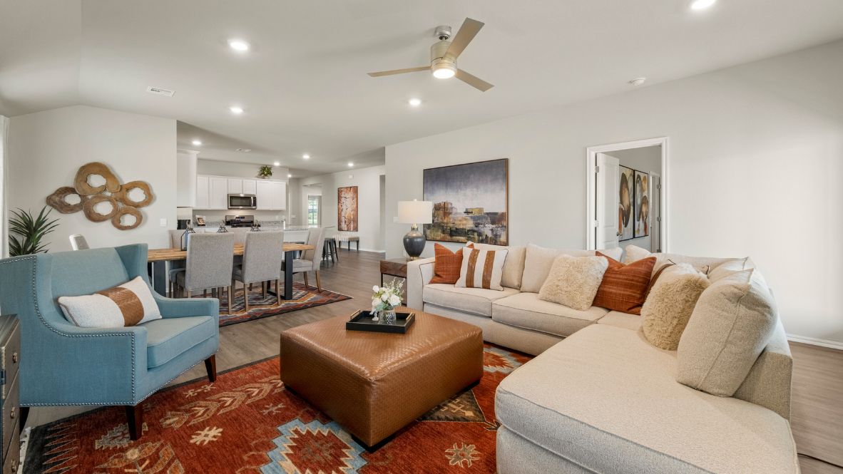 Welcome to the Kingston floor plan, the ultimate haven for large families and gracious hosts in The Brook Chase Community, nestled in the charming locale of Broken Arrow, Oklahoma. As a buyer favorite, the Kingston offers a single-story layout with 4 bedrooms, 3 baths, plus a flex room that can be tailored to your needs, boasting a spacious 2031 square feet of living space.  From the outside, admire the traditional brick or brick and rock exterior, exuding beautiful curb appeal that sets the stage for a warm welcome. Step inside to discover an open concept layout, featuring painted white shaker-style cabinets, granite countertops, and stainless steel appliances, including a gas range, creating a culinary haven that overlooks the dining area and spacious living room.  Gather with loved ones in the large central family room, adorned with an extra-large kitchen island that can easily seat up to 5 people, making it ideal for hosting gatherings or holiday celebrations.  Retreat to the comfort of the bedrooms, with plush carpeting enhancing coziness, while the main living areas and halls showcase durable luxury vinyl wood flooring, marrying style with practicality.  Indulge in the luxury of the primary suite, complete with a dual vanity, huge walk-in closet, separate water closet, and a large walk-in shower, offering a serene sanctuary for relaxation. Plus, enjoy the convenience of smart home features included in every Kingston floor plan.  Experience the epitome of gracious living in the Kingston floor plan at The Brook Chase Community. Schedule a tour today and make your dream home a reality in Broken Arrow, Oklahoma.