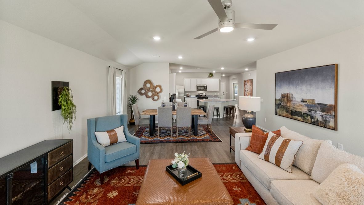 Welcome to the Kingston floor plan, the ultimate haven for large families and gracious hosts in The Brook Chase Community, nestled in the charming locale of Broken Arrow, Oklahoma. As a buyer favorite, the Kingston offers a single-story layout with 4 bedrooms, 3 baths, plus a flex room that can be tailored to your needs, boasting a spacious 2031 square feet of living space.  From the outside, admire the traditional brick or brick and rock exterior, exuding beautiful curb appeal that sets the stage for a warm welcome. Step inside to discover an open concept layout, featuring painted white shaker-style cabinets, granite countertops, and stainless steel appliances, including a gas range, creating a culinary haven that overlooks the dining area and spacious living room.  Gather with loved ones in the large central family room, adorned with an extra-large kitchen island that can easily seat up to 5 people, making it ideal for hosting gatherings or holiday celebrations.  Retreat to the comfort of the bedrooms, with plush carpeting enhancing coziness, while the main living areas and halls showcase durable luxury vinyl wood flooring, marrying style with practicality.  Indulge in the luxury of the primary suite, complete with a dual vanity, huge walk-in closet, separate water closet, and a large walk-in shower, offering a serene sanctuary for relaxation. Plus, enjoy the convenience of smart home features included in every Kingston floor plan.  Experience the epitome of gracious living in the Kingston floor plan at The Brook Chase Community. Schedule a tour today and make your dream home a reality in Broken Arrow, Oklahoma.