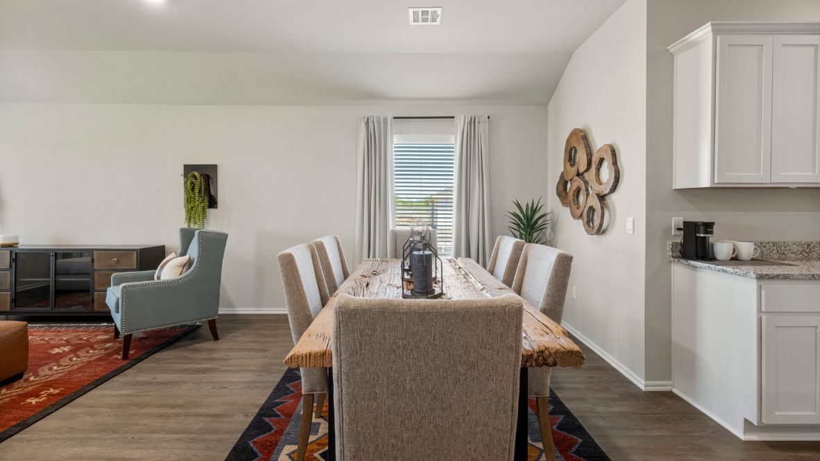 Welcome to the Kingston floor plan, the ultimate haven for large families and gracious hosts in The Brook Chase Community, nestled in the charming locale of Broken Arrow, Oklahoma. As a buyer favorite, the Kingston offers a single-story layout with 4 bedrooms, 3 baths, plus a flex room that can be tailored to your needs, boasting a spacious 2031 square feet of living space.  From the outside, admire the traditional brick or brick and rock exterior, exuding beautiful curb appeal that sets the stage for a warm welcome. Step inside to discover an open concept layout, featuring painted white shaker-style cabinets, granite countertops, and stainless steel appliances, including a gas range, creating a culinary haven that overlooks the dining area and spacious living room.  Gather with loved ones in the large central family room, adorned with an extra-large kitchen island that can easily seat up to 5 people, making it ideal for hosting gatherings or holiday celebrations.  Retreat to the comfort of the bedrooms, with plush carpeting enhancing coziness, while the main living areas and halls showcase durable luxury vinyl wood flooring, marrying style with practicality.  Indulge in the luxury of the primary suite, complete with a dual vanity, huge walk-in closet, separate water closet, and a large walk-in shower, offering a serene sanctuary for relaxation. Plus, enjoy the convenience of smart home features included in every Kingston floor plan.  Experience the epitome of gracious living in the Kingston floor plan at The Brook Chase Community. Schedule a tour today and make your dream home a reality in Broken Arrow, Oklahoma.