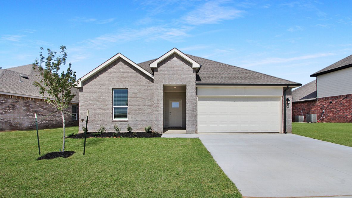 Welcome to the Kingston floor plan, the ultimate haven for large families and gracious hosts in The Brook Chase Community, nestled in the charming locale of Broken Arrow, Oklahoma. As a buyer favorite, the Kingston offers a single-story layout with 4 bedrooms, 3 baths, plus a flex room that can be tailored to your needs, boasting a spacious 2031 square feet of living space.  From the outside, admire the traditional brick or brick and rock exterior, exuding beautiful curb appeal that sets the stage for a warm welcome. Step inside to discover an open concept layout, featuring painted white shaker-style cabinets, granite countertops, and stainless steel appliances, including a gas range, creating a culinary haven that overlooks the dining area and spacious living room.  Gather with loved ones in the large central family room, adorned with an extra-large kitchen island that can easily seat up to 5 people, making it ideal for hosting gatherings or holiday celebrations.  Retreat to the comfort of the bedrooms, with plush carpeting enhancing coziness, while the main living areas and halls showcase durable luxury vinyl wood flooring, marrying style with practicality.  Indulge in the luxury of the primary suite, complete with a dual vanity, huge walk-in closet, separate water closet, and a large walk-in shower, offering a serene sanctuary for relaxation. Plus, enjoy the convenience of smart home features included in every Kingston floor plan.  Experience the epitome of gracious living in the Kingston floor plan at The Brook Chase Community. Schedule a tour today and make your dream home a reality in Broken Arrow, Oklahoma.