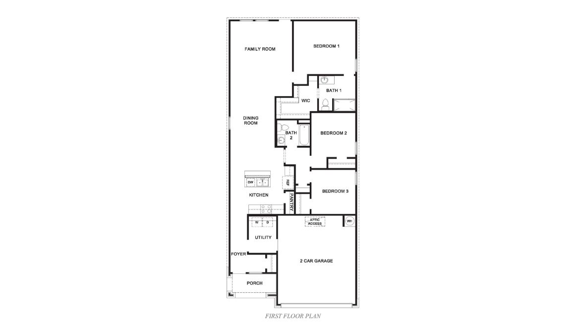 single story 3 bedroom exterior with brick and rock floor plan