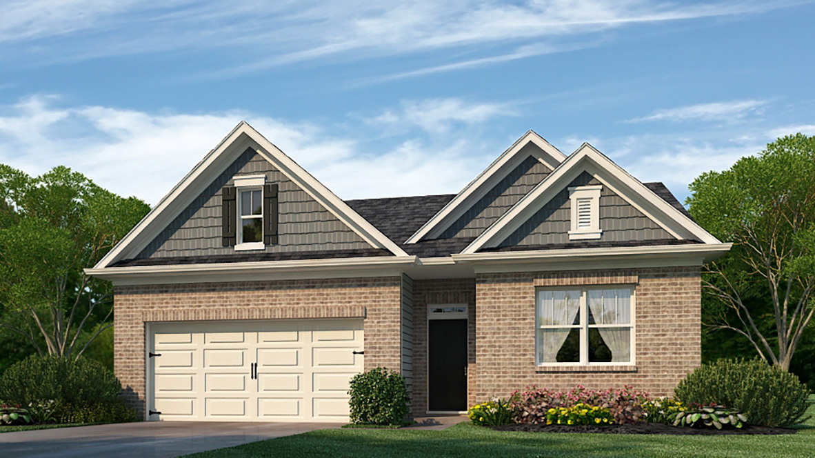 Exterior home with stone detailing and grey cladding