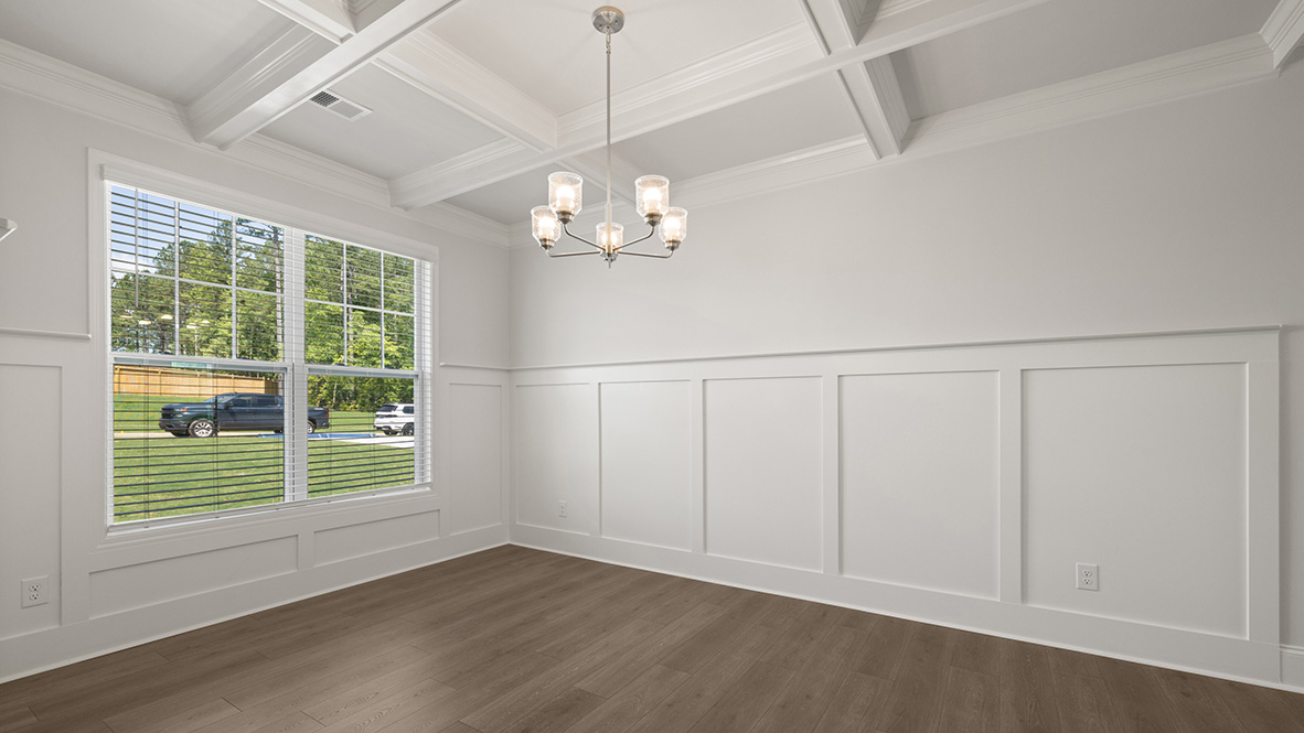 savannah II flex room with coffered ceilings at gensee in newnan georgia