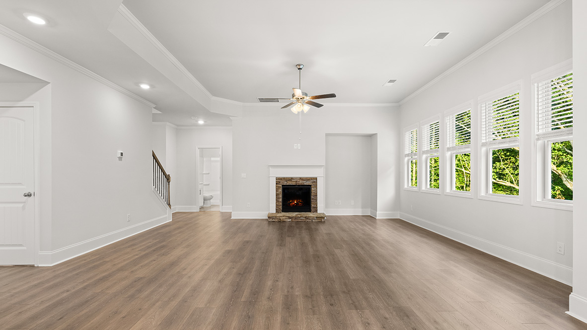 savannah II living room with fireplace at gensee in newnan georgia