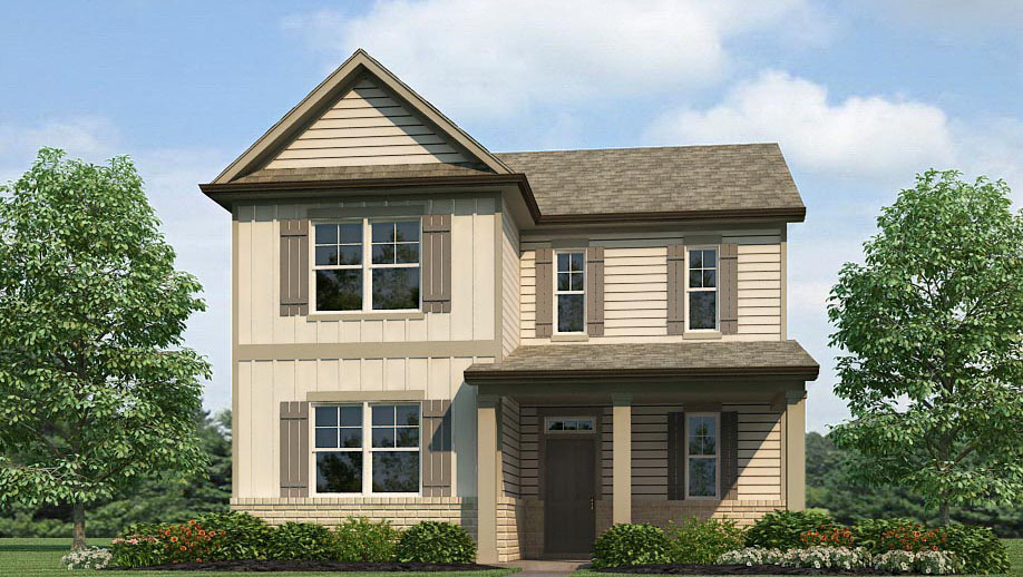 Exterior rendering of the Elevation L Baker II floorplan in the Braselton Village community in Braselton, GA