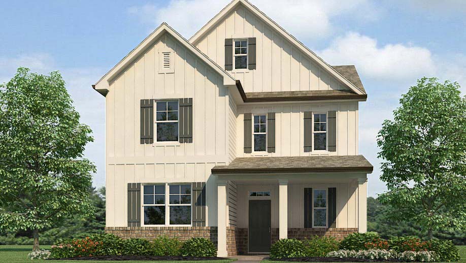 Exterior rendering of the Elevation M Baker II floorplan in the Braselton Village community in Braselton, GA