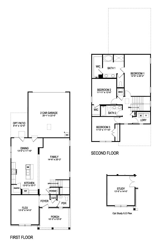 Floorplan for the Baker II floorplan in the Braselton Village community in Braselton, GA