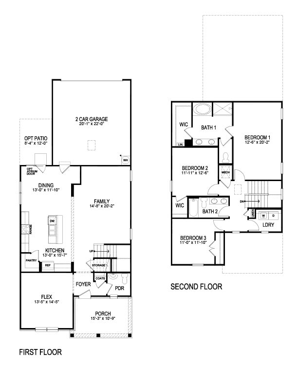 Floorplan for the Baker II floorplan in the Braselton Village community in Braselton, GA