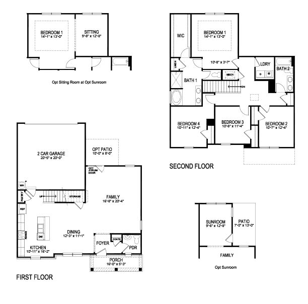 Floorplan for the Carroll II floorplan in the Braselton Village community in Braselton, GA