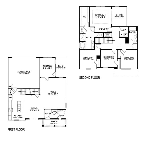 Floorplan for the Carroll II floorplan in the Braselton Village community in Braselton, GA