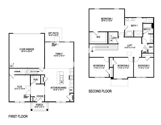 Floorplan for the Elbert II floorplan in the Braselton Village community in Braselton, GA
