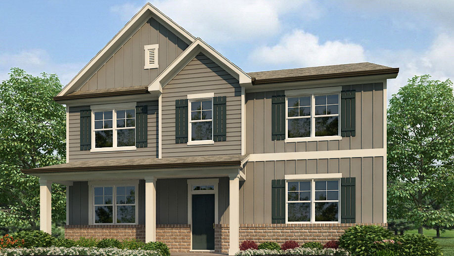 Exterior rendering of the Elevation M Elbert II floorplan in the Braselton Village community in Braselton, GA