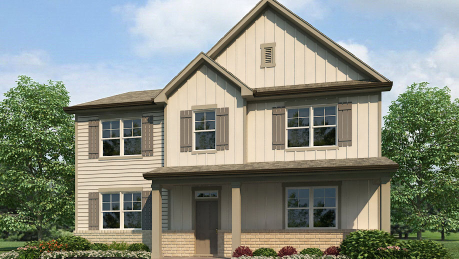 Exterior rendering of the Elevation N Elbert II floorplan in the Braselton Village community in Braselton, GA