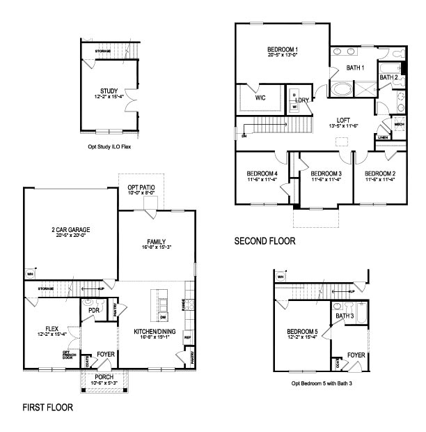 Floorplan for the Elbert II floorplan in the Braselton Village community in Braselton, GA