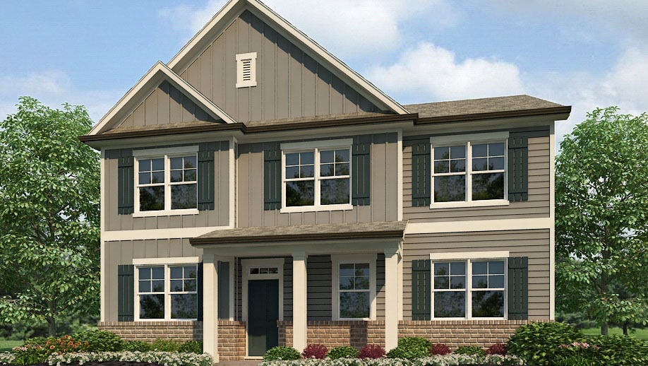 Exterior rendering of the Elevation L Fayette II floorplan in the Braselton Village community in Braselton, GA