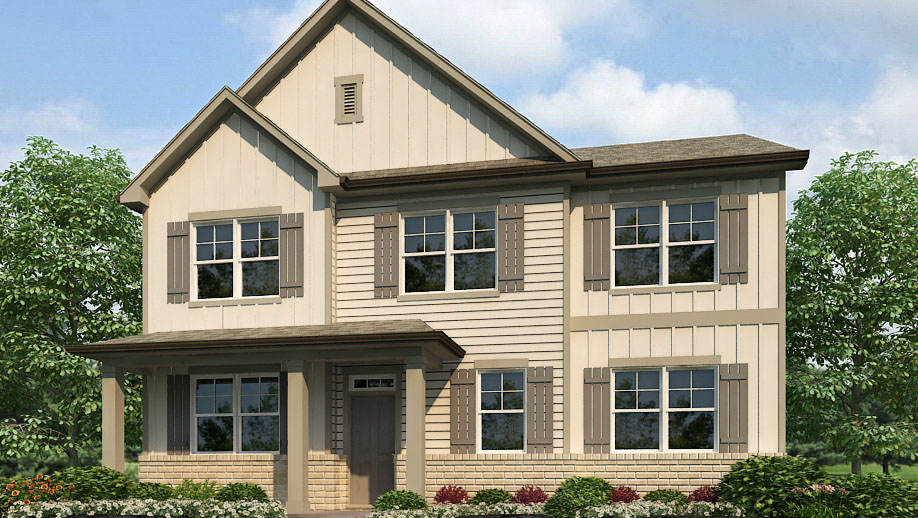 Exterior rendering of the Elevation M Fayette II floorplan in the Braselton Village community in Braselton, GA
